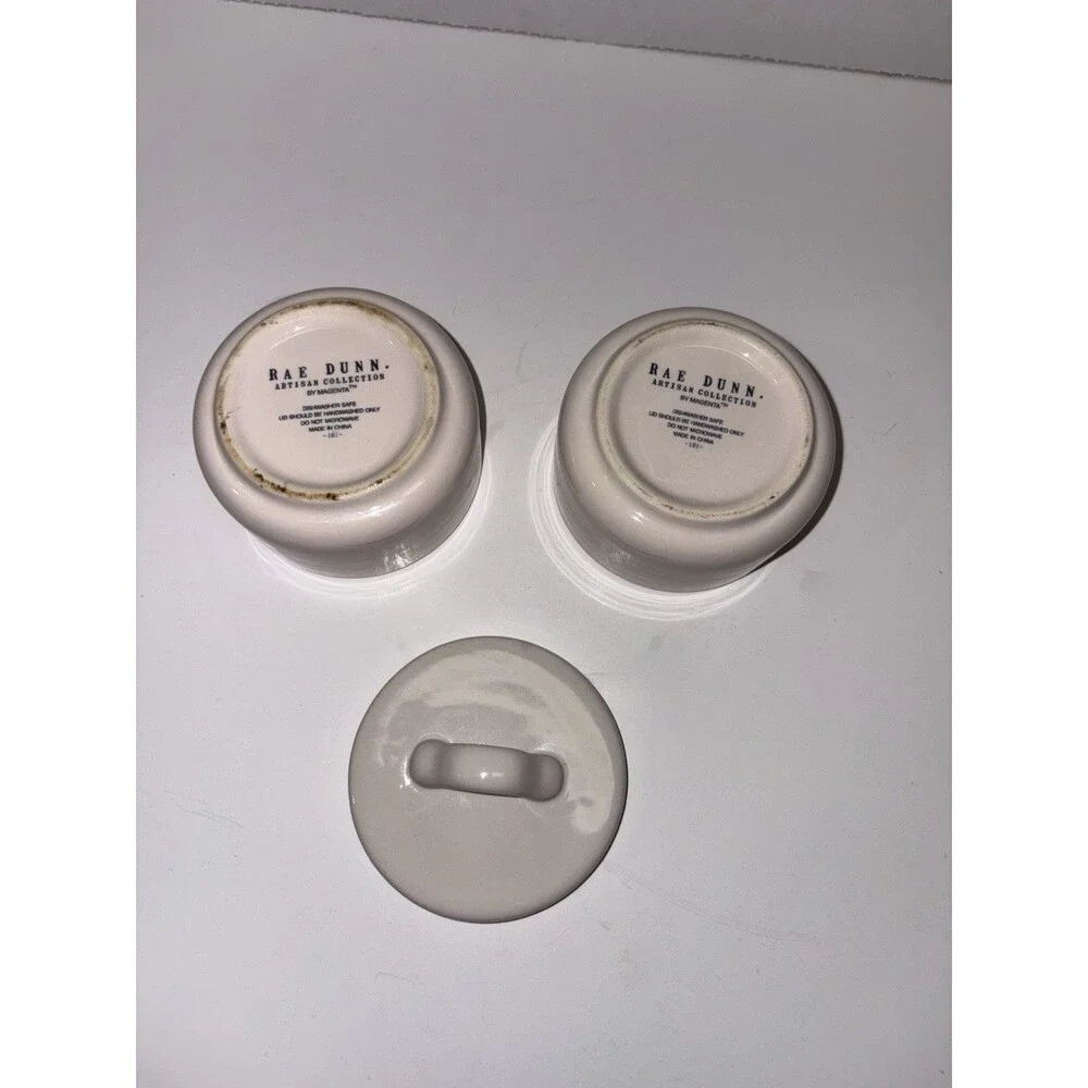 Rae Dunn SALT & PEPPER Ivory Ceramic Stacker Cellar by Magenta